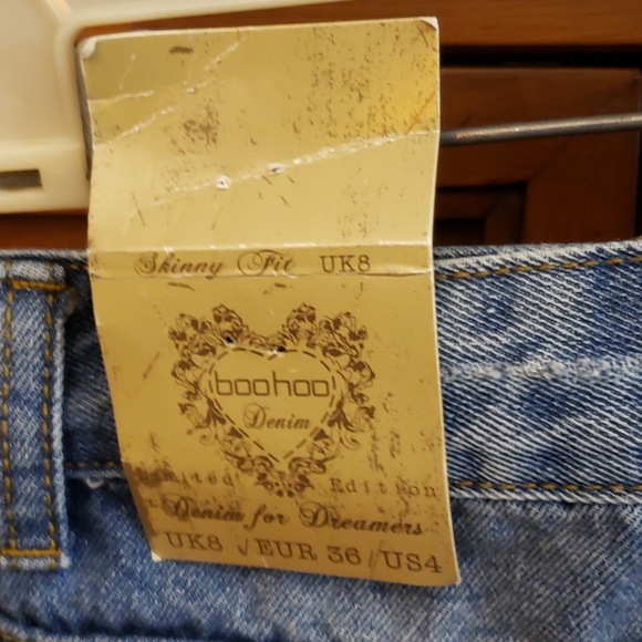 Mid Rise Frayed Hem Denim Booty Shorts SZ 4i - Picture 9 of 14